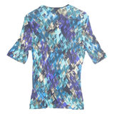 RAFFAEL Womens Printed Blouse Blue V-Neck Viscose Geometric M