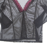 Womens Kimono Blouse Black V-Neck Long Sleeve L