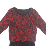 Womens Printed Blouse Red 3/4 Sleeve Crazy Pattern L