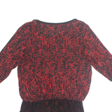 Womens Printed Blouse Red 3/4 Sleeve Crazy Pattern L