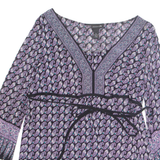 INTERNATIONAL CONCEPTS Womens Printed Blouse Purple 3/4 Sleeve Nylon Geometric XL