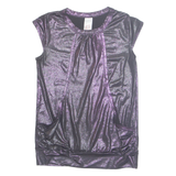 HERE AND THERE Metallic Womens Top Purple S