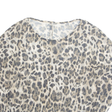 Cheetah Womens Printed Blouse Beige Animal Print M