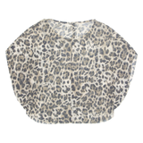 Cheetah Womens Printed Blouse Beige Animal Print M