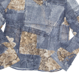 CHRIS LINE Sheer Womens Printed Shirt Blue Collared Crazy Pattern UK 16