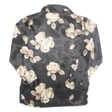 C & A Womens Printed Shirt Black Collared Long Sleeve Floral S