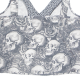 Skull Womens Printed Top Grey V-Neck Sleeveless Crazy Pattern 2XL