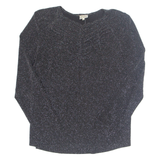 LINEA Glitter Womens Blouse Black Long Sleeve Nylon L