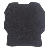 LINEA Glitter Womens Blouse Black Long Sleeve Nylon L