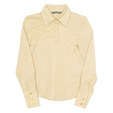 TALLY WEIJL Glitter Womens Shirt Gold Collared Long Sleeve S