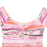 HALOGEN Womens Printed Top Pink Striped 2XL