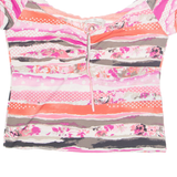 HALOGEN Womens Printed Top Pink Striped 2XL
