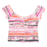 HALOGEN Womens Printed Top Pink Striped 2XL