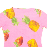 VERA FINZI Pineapple Strawberry Womens Printed Top Pink Crazy Pattern XL