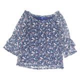 APT. 9 Womens Printed Blouse Blue Long Sleeve Floral M