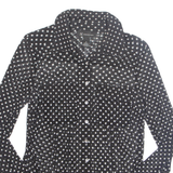 INTERNATIONAL CONCEPTS Sheer Womens Printed Shirt Black Nylon Spotted S