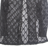 MIDNIGHT GLO Womens Kimono Blouse Black Long Sleeve Nylon M