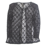 MIDNIGHT GLO Womens Kimono Blouse Black Long Sleeve Nylon M