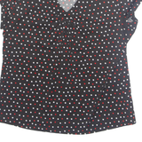 BIAGGINI Womens Printed Blouse Black V-Neck Spotted 2XL
