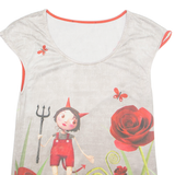 ANATOPIK My Little Devil Womens Printed Top Red Sleeveless Crazy Pattern M