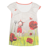ANATOPIK My Little Devil Womens Printed Top Red Sleeveless Crazy Pattern M