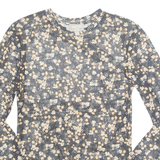 MANOR Yes Or No Womens Printed Top Black Long Sleeve Floral S