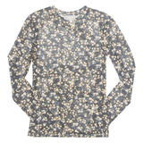 MANOR Yes Or No Womens Printed Top Black Long Sleeve Floral S