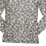 MANOR Yes Or No Womens Printed Top Black Long Sleeve Floral S