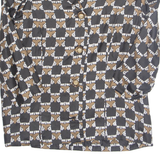 Womens Printed Shirt Black Collared 3/4 Sleeve Geometric M