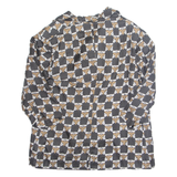 Womens Printed Shirt Black Collared 3/4 Sleeve Geometric M