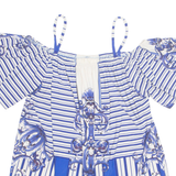Womens Printed Top Blue Off Shoulder Striped M