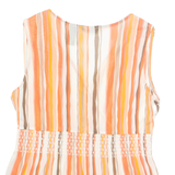 NEW YORK COMPANY Womens Printed Blouse Orange V-Neck Sleeveless Nylon Striped L