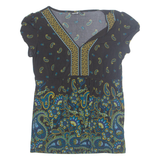 APT. 9 Womens Printed Blouse Blue V-Neck Paisley S