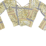 Cheetah Womens Cropped Top Yellow Long Sleeve Animal Print M