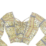 Cheetah Womens Cropped Top Yellow Long Sleeve Animal Print M