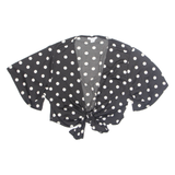 AMISU Cropped Womens Wrap Top Black V-Neck Polka Dot XL