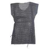 Belted Cut Out Womens Blouse Black Sleeveless XS