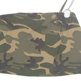 JENNYFER Womens Cropped Top Green Button Neck One Shoulder Camouflage M