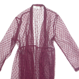 SHANNON FORD NEW YORK Sheer Womens Kimono Blouse Purple 3/4 Sleeve Spotted M