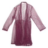 SHANNON FORD NEW YORK Sheer Womens Kimono Blouse Purple 3/4 Sleeve Spotted M