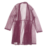 SHANNON FORD NEW YORK Sheer Womens Kimono Blouse Purple 3/4 Sleeve Spotted M