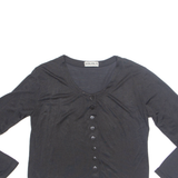SOLOLA Button Up Womens Blouse Black Long Sleeve M