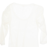 Sheer Womens Blouse Cream Long Sleeve Nylon XL