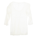 Sheer Womens Blouse Cream Long Sleeve Nylon XL