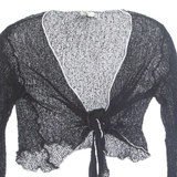 IKAT Womens Wrap Blouse Black V-Neck 3/4 Sleeve S