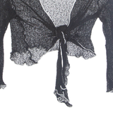 IKAT Womens Wrap Blouse Black V-Neck 3/4 Sleeve S