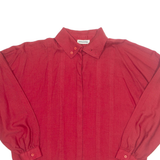 LINEA INESSA Womens Oversized Shirt Red Collared Long Sleeve M