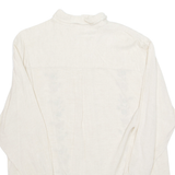 BLUE SPRUCE Embroidered Womens Shirt Beige Collared Long Sleeve Linen Floral XL