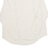 BLUE SPRUCE Embroidered Womens Shirt Beige Collared Long Sleeve Linen Floral XL