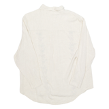 BLUE SPRUCE Embroidered Womens Shirt Beige Collared Long Sleeve Linen Floral XL